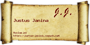 Justus Janina névjegykártya